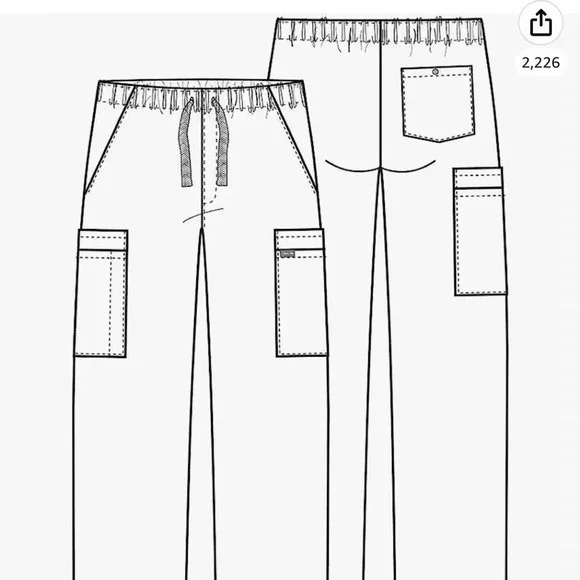 Medical Cargo Pants for Men Workwear Originals, Zipper Fly Scrubs - Picture 7 of 8